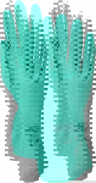 Series 37-676 Chemical Resistant Gloves: Size Large, 15.00 Thick, Nitrile, Nitrile, Supported,